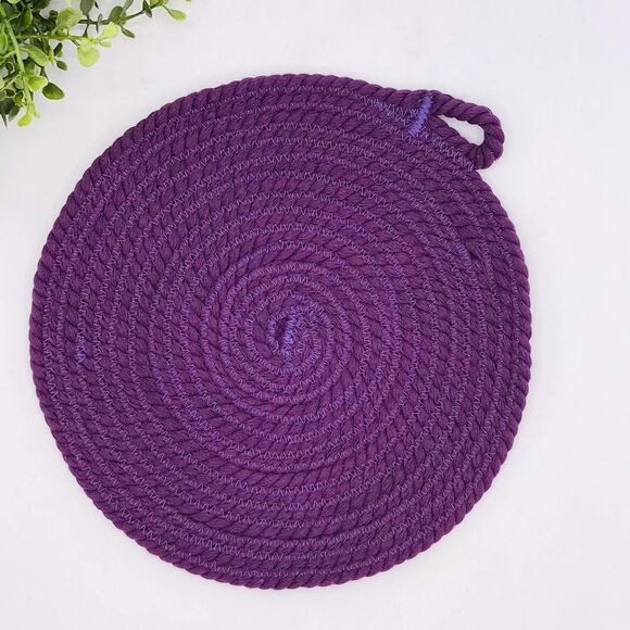 Purple Rope Trivet Hotpad Boho One Trivet Cotton Cottage Core - Picture 1 of 3